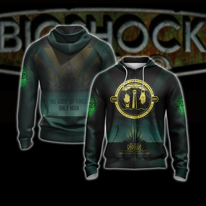 BioShock - No Gods Or Kings Only Man Unisex 3D T-shirt Zip Hoodie XS 