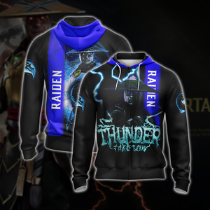 Mortal Kombat Raiden Unisex 3D T-shirt Zip Hoodie XS 