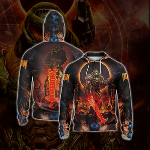 Doom ( Video Game ) Unisex 3D T-shirt Zip Hoodie XS 