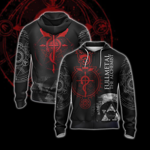 Fullmetal The Alchemist symbols Unisex 3D T-shirt Zip Hoodie XS 