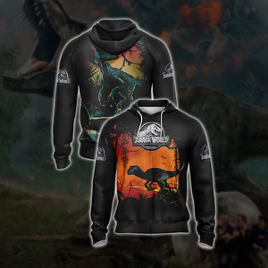 Jurassic World New Unisex 3D T-shirt Zip Hoodie XS 