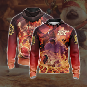 Monster Hunter Meowscular Chef Unisex 3D T-shirt Zip Hoodie XS 