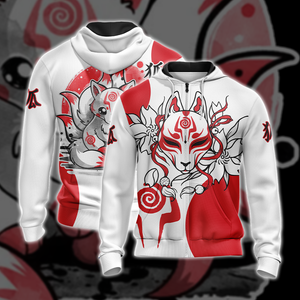 Ninetail Fox Spirit Unisex 3D T-shirt Zip Hoodie XS 