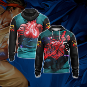 Street Fighter V Unisex 3D T-shirt Zip Hoodie XS 