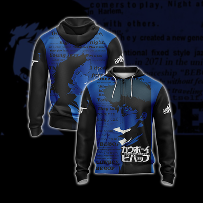 Cowboy Bebop New Style Unisex 3D T-shirt Zip Hoodie XS 