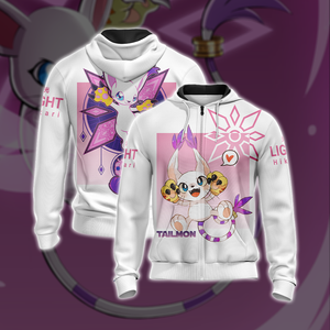 Digimon Gatomon Unisex 3D T-shirt Zip Hoodie XS 