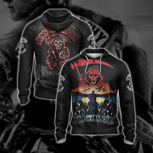 Sons of Anarchy New Style Unisex 3D T-shirt Zip Hoodie XS 