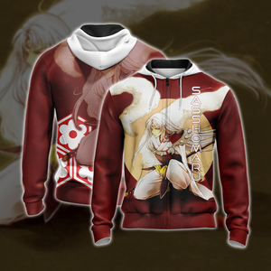 Inuyasha-Sesshomaru Unisex 3D T-shirt Zip Hoodie XS 