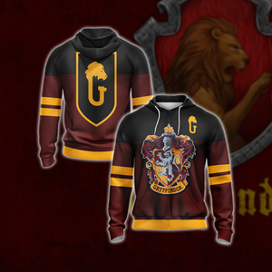 Harry Potter - Brave Like A Gryffindor New Style Unisex 3D T-shirt Zip Hoodie S 