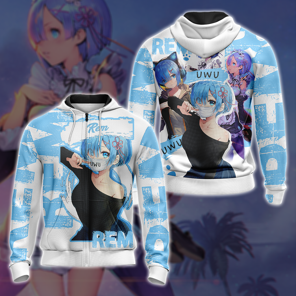 Rem Re Zero All Over Print T shirt Zip Hoodie Pullover Hoodie MoveekBuddyShop