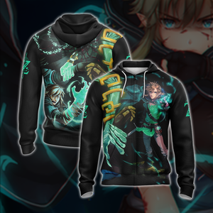 The Legend Of Zelda: Breath Of The Wild (BotW) Link Unisex 3D T-shirt Zip Hoodie S 