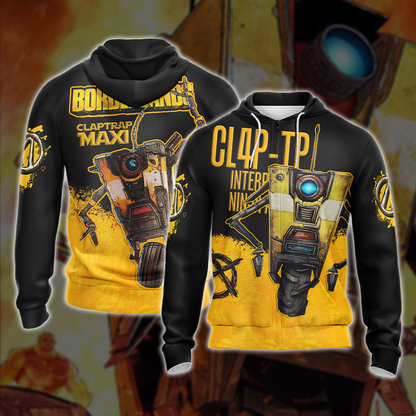 Borderlands 3 Claptrap Maxi Unisex 3D T-shirt Zip Hoodie XS 