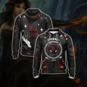 Bad Witch Unisex 3D T-shirt Zip Hoodie XS 