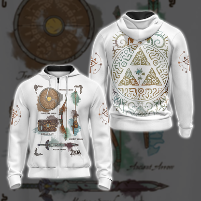 The Legend of Zelda Breath of The Wild Link Inventory Graphic All Over Print T-shirt Zip Hoodie Pullover Hoodie