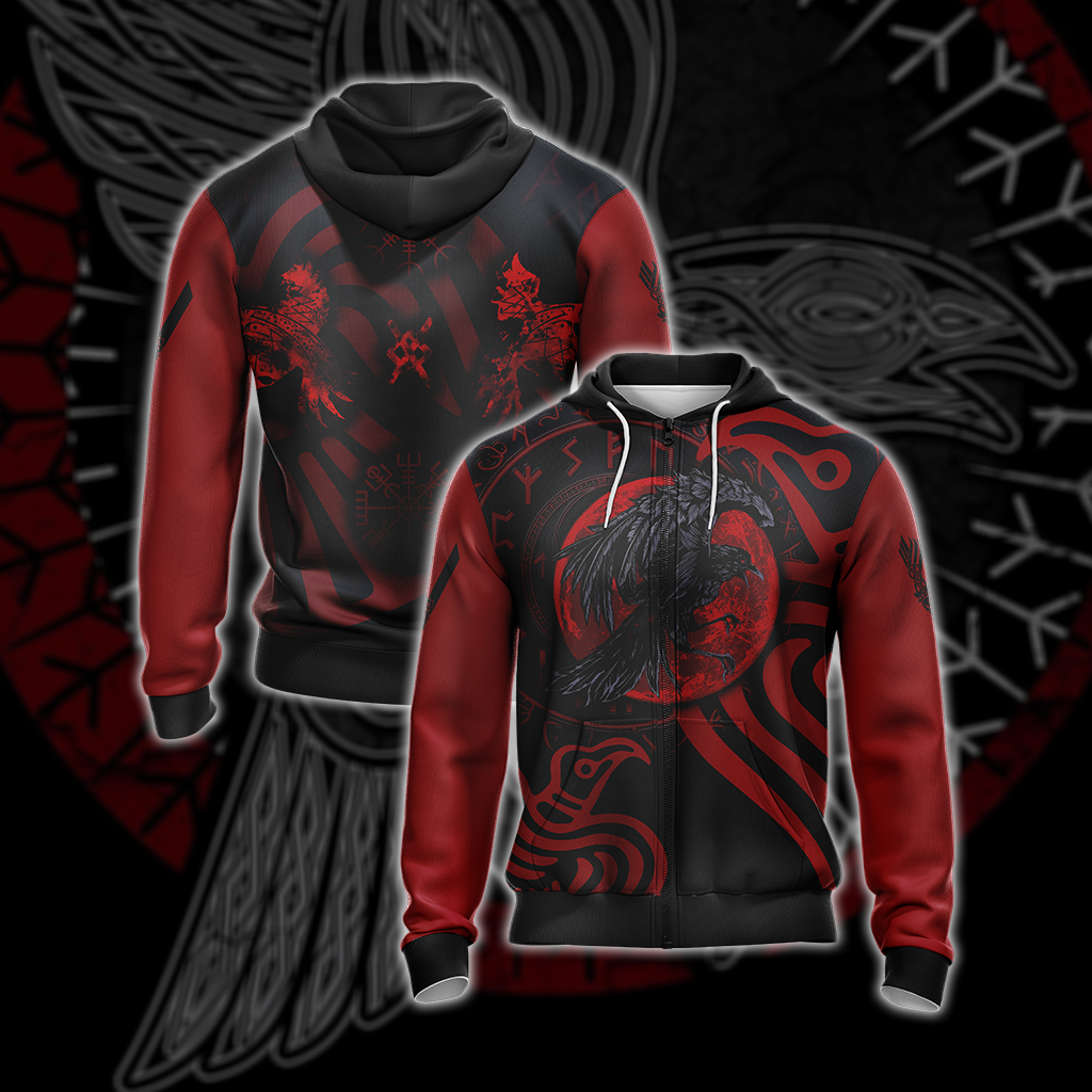 Vikings - Ravens Unisex 3D T-shirt Zip Hoodie XS 