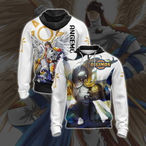 Digimon - Angemon Unisex 3D T-shirt Zip Hoodie XS 