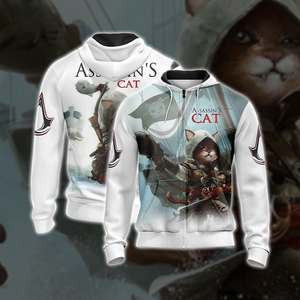 Assassin's Creed III-IV Cat Unisex 3D T-shirt Zip Hoodie XS 