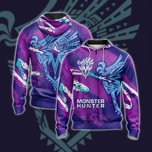 Monster Hunter World Iceborne - Logo Unisex 3D T-shirt Zip Hoodie XS 