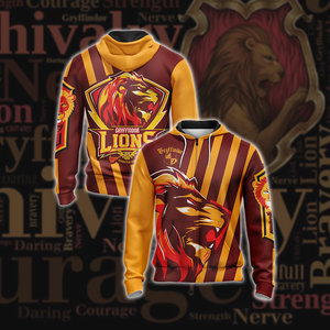 Gryffindor Lion Quidditch Team Harry Potter New Style Unisex 3D T-shirt Zip Hoodie S 