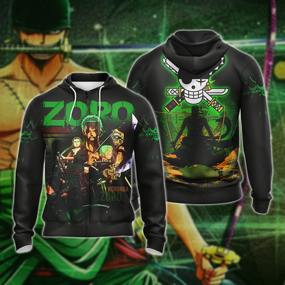 One Piece - Roronoa Zoro Unisex 3D T-shirt Zip Hoodie Pullover Hoodie Zip Hoodie S 